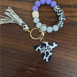 Cow Print Mama Keychain Bracelet